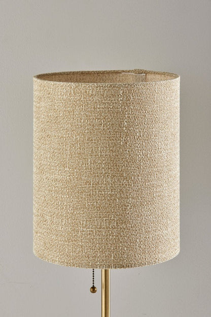 28" Black and Gold Marble and Metal Table Lamp With Beige Drum Shade HomeRoots
