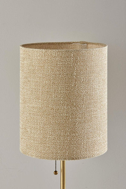 28" Black and Gold Marble and Metal Table Lamp With Beige Drum Shade HomeRoots