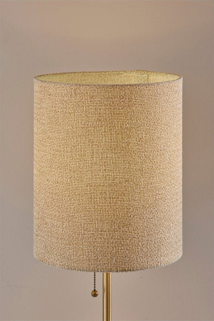 28" Black and Gold Marble and Metal Table Lamp With Beige Drum Shade HomeRoots