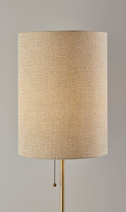 28" Black and Gold Marble and Metal Table Lamp With Beige Drum Shade HomeRoots