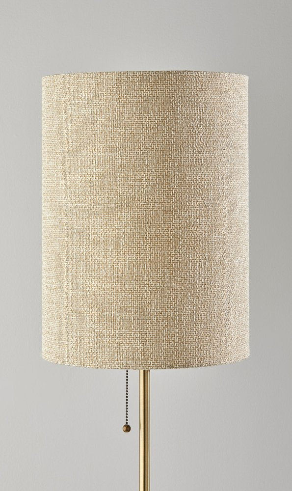28" Black and Gold Marble and Metal Table Lamp With Beige Drum Shade HomeRoots