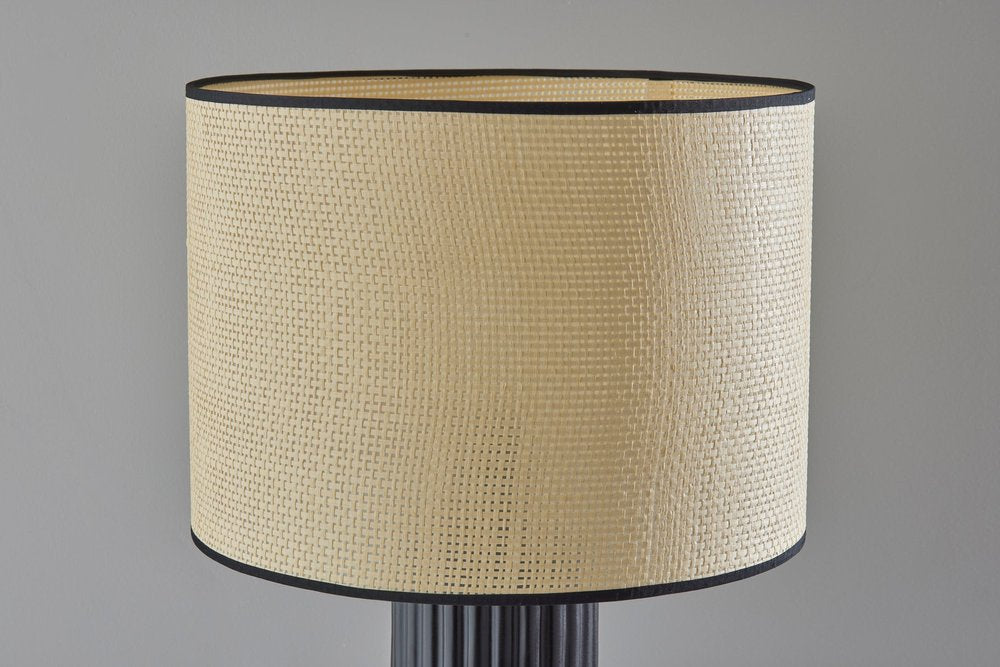 29" Black Ceramic Cylinder Table Lamp With Beige Drum Shade — view 6