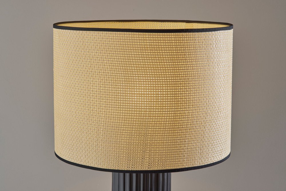 29" Black Ceramic Cylinder Table Lamp With Beige Drum Shade HomeRoots