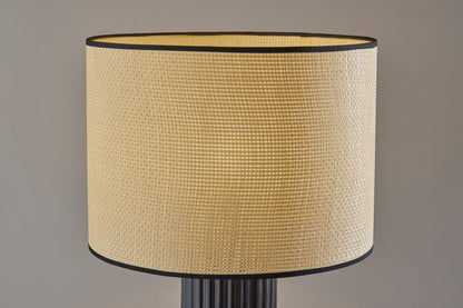 29" Black Ceramic Cylinder Table Lamp With Beige Drum Shade HomeRoots