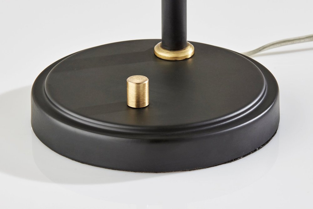 24" Black and Gold Metal Desk Lamp With Light Gray Cone Shade HomeRoots