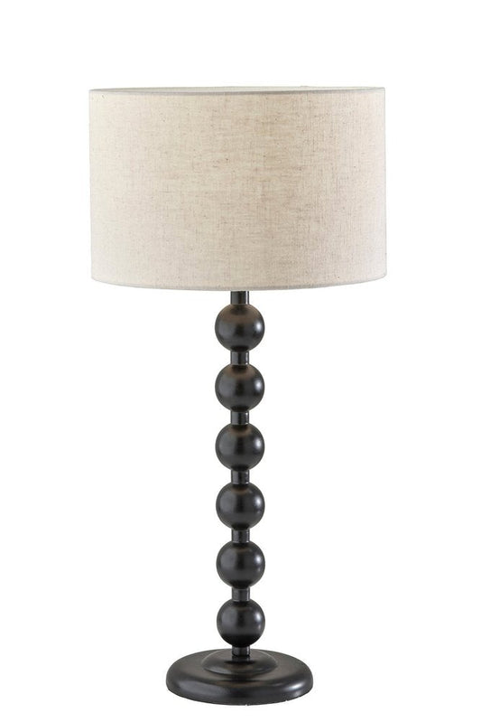 28" Black Solid Wood Candlestick Table Lamp With Off White Drum Shade HomeRoots
