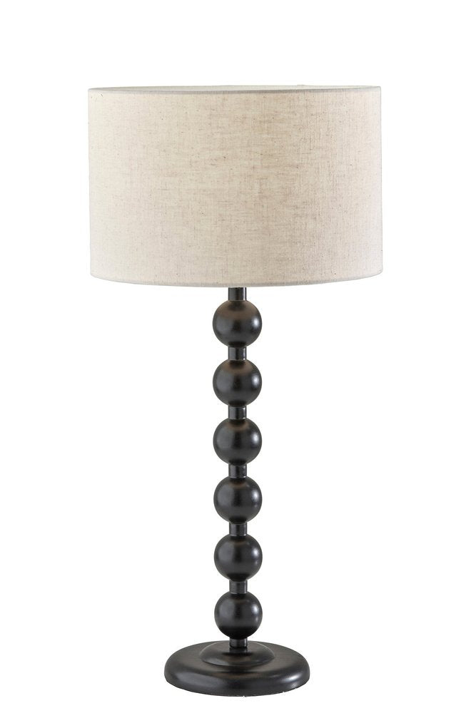 28" Black Solid Wood Candlestick Table Lamp With Off White Drum Shade HomeRoots