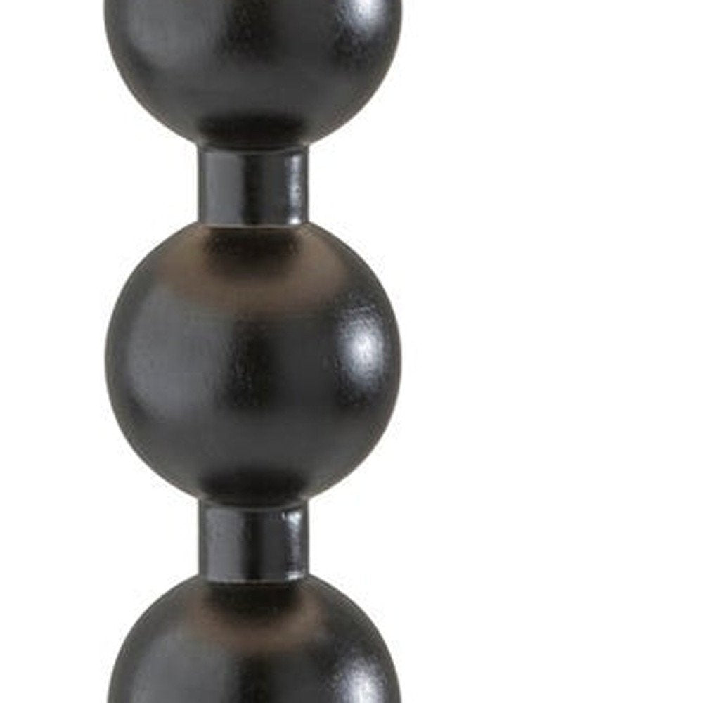 28" Black Solid Wood Candlestick Table Lamp With Off White Drum Shade HomeRoots