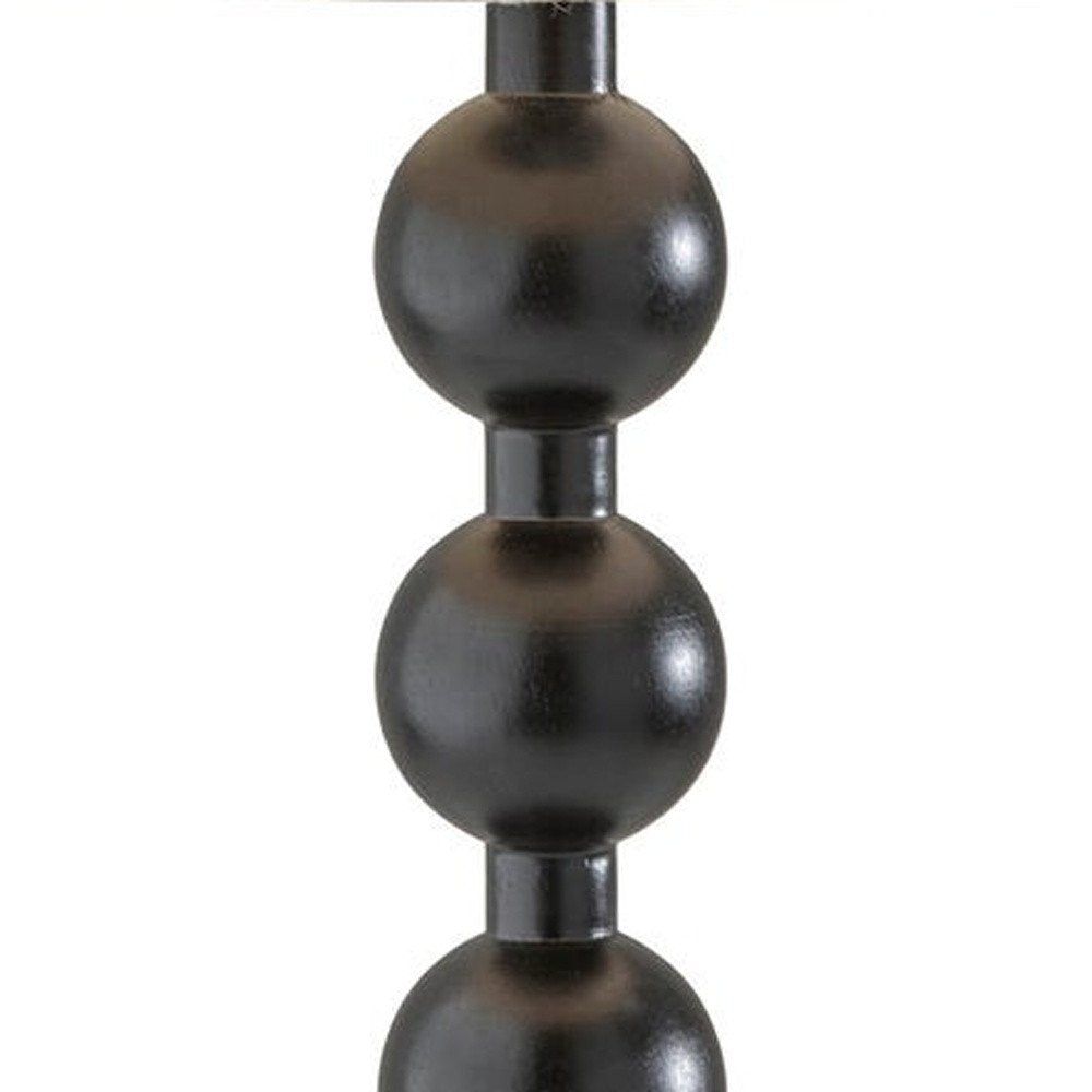 28" Black Solid Wood Candlestick Table Lamp With Off White Drum Shade HomeRoots