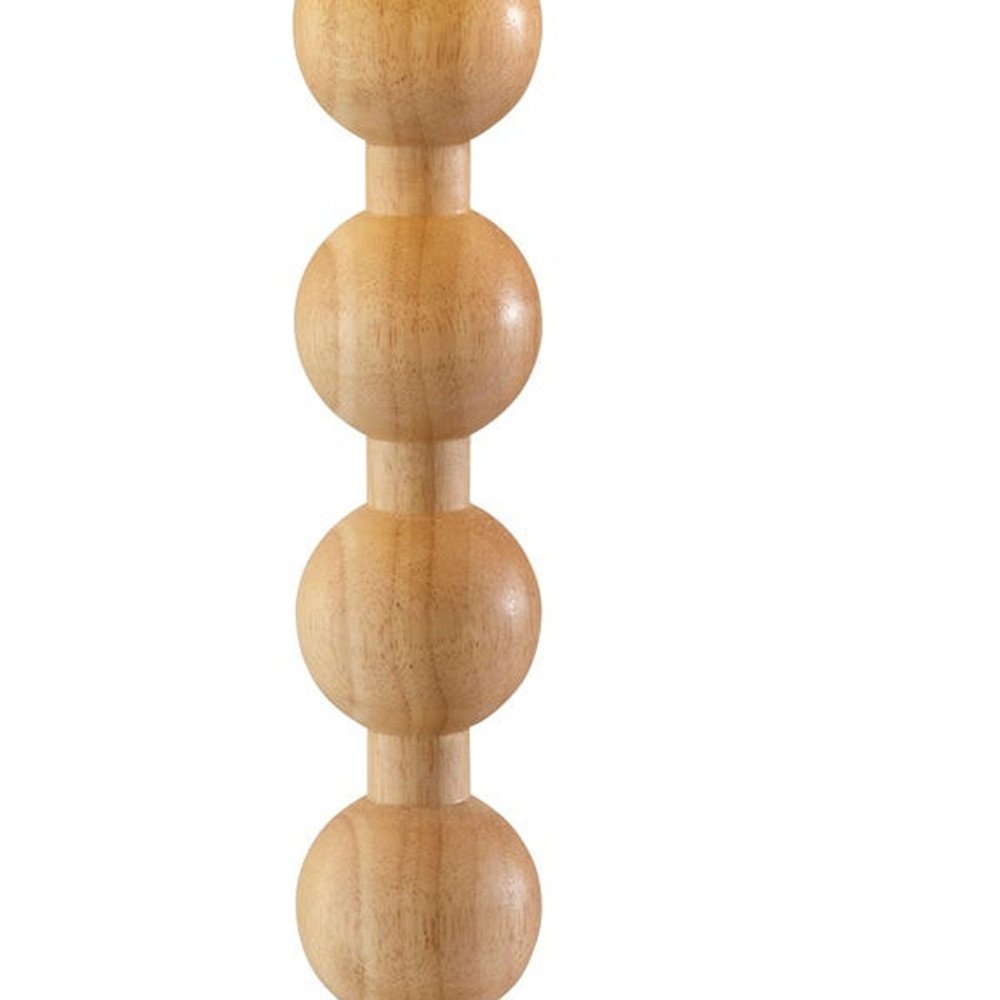 28" Brown Solid Wood Candlestick Table Lamp With Off White Drum Shade HomeRoots