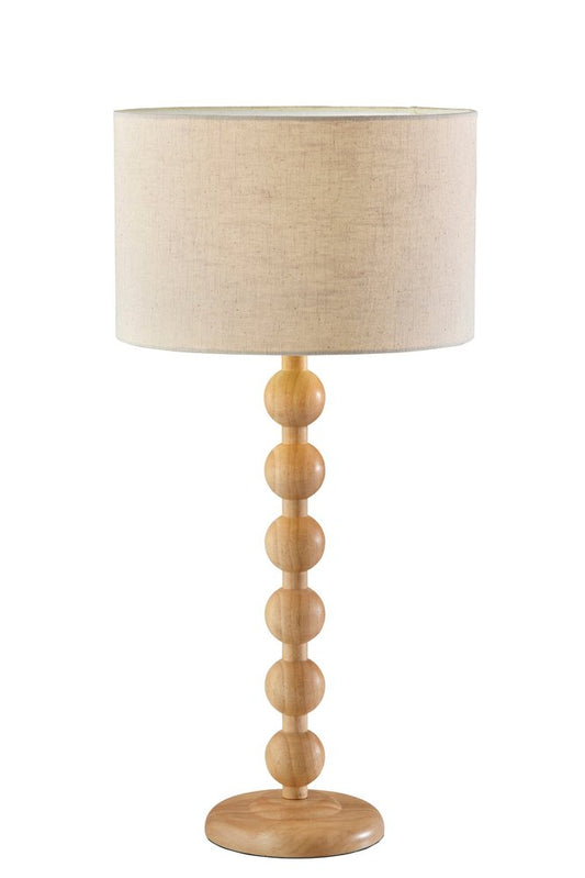 28" Brown Solid Wood Candlestick Table Lamp With Off White Drum Shade HomeRoots