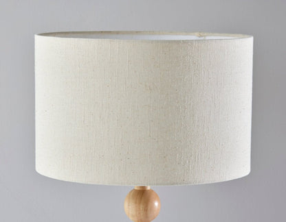 28" Brown Solid Wood Candlestick Table Lamp With Off White Drum Shade HomeRoots