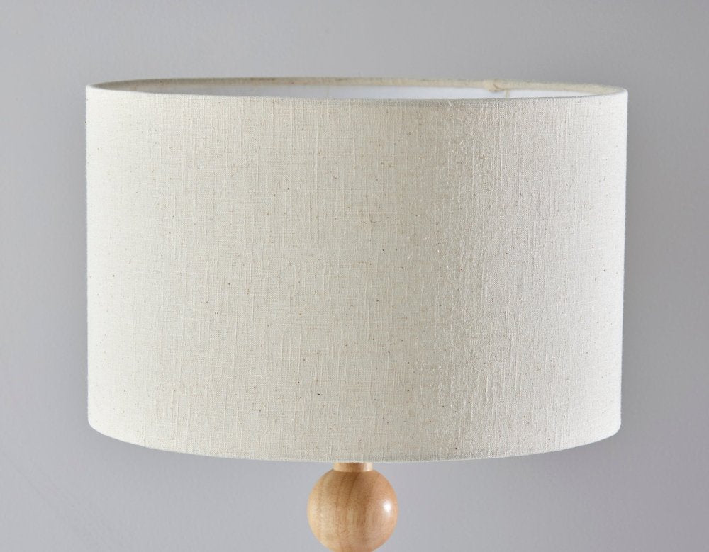 28" Brown Solid Wood Candlestick Table Lamp With Off White Drum Shade HomeRoots