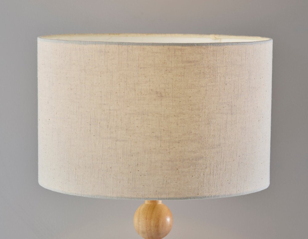 28" Brown Solid Wood Candlestick Table Lamp With Off White Drum Shade — view 4