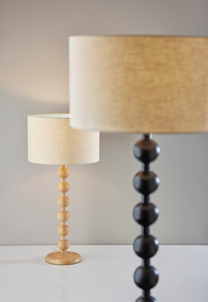 28" Brown Solid Wood Candlestick Table Lamp With Off White Drum Shade — view 7