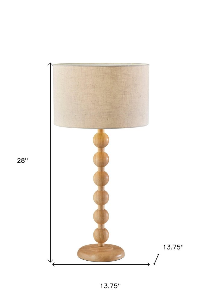 28" Brown Solid Wood Candlestick Table Lamp With Off White Drum Shade — view 9