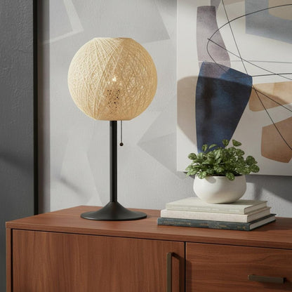24" Antiqued Bronze Metal Candlestick Table Lamp With Off White Globe Shade HomeRoots