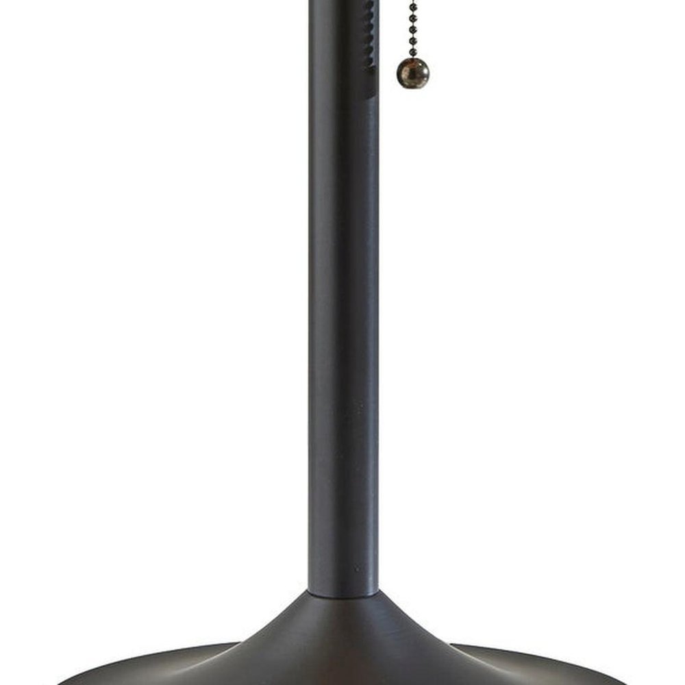 24" Antiqued Bronze Metal Candlestick Table Lamp With Off White Globe Shade — view 11