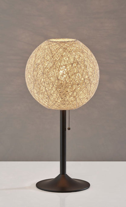 24" Antiqued Bronze Metal Candlestick Table Lamp With Off White Globe Shade HomeRoots