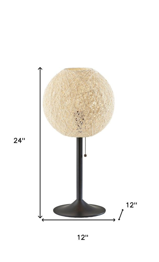 24" Antiqued Bronze Metal Candlestick Table Lamp With Off White Globe Shade — view 9