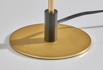20" Black and Gold Metal Two Light Candlestick LED Table Lamp With Brass Cone Shade HomeRoots