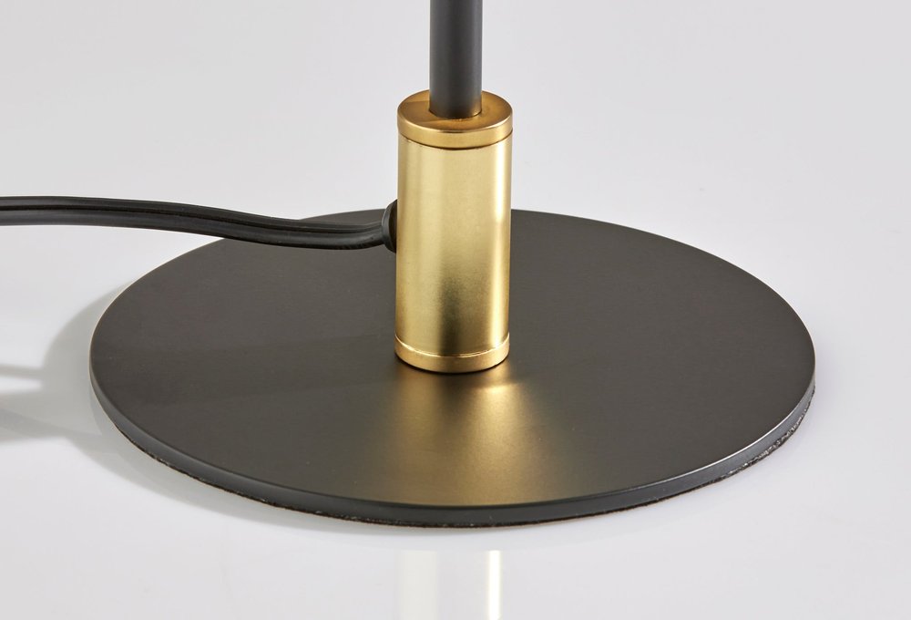 20" Black and Gold Metal Two Light Candlestick LED Table Lamp With Brass Cone Shade — view 4