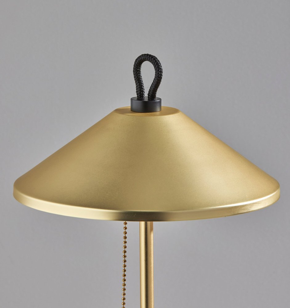 20" Black and Gold Metal Two Light Candlestick LED Table Lamp With Brass Cone Shade HomeRoots