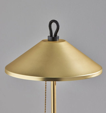 20" Black and Gold Metal Two Light Candlestick LED Table Lamp With Brass Cone Shade HomeRoots
