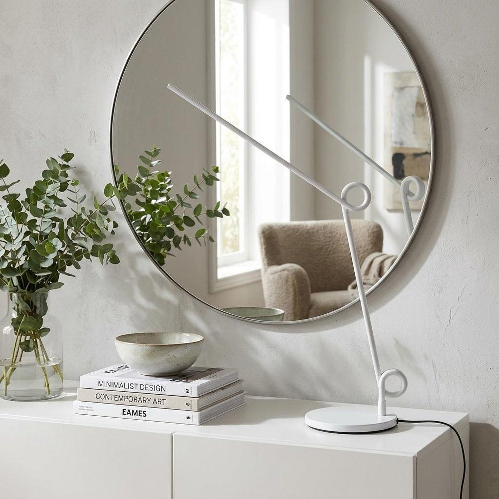 35" White Metal Novelty Desk Table Lamp HomeRoots