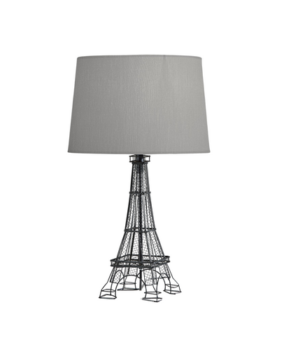 25" Black Acrylic Paris Desk Table Lamp With Gray Drum Shade