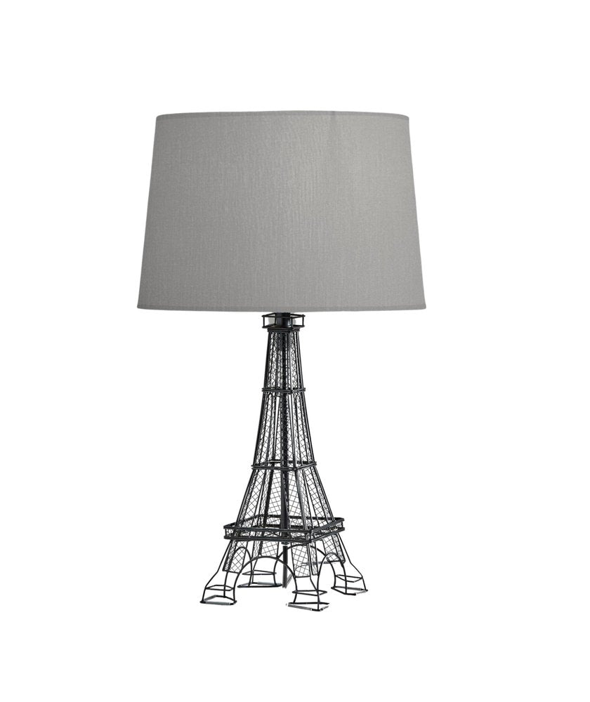 25" Black Acrylic Paris Desk Table Lamp With Gray Drum Shade — view 2