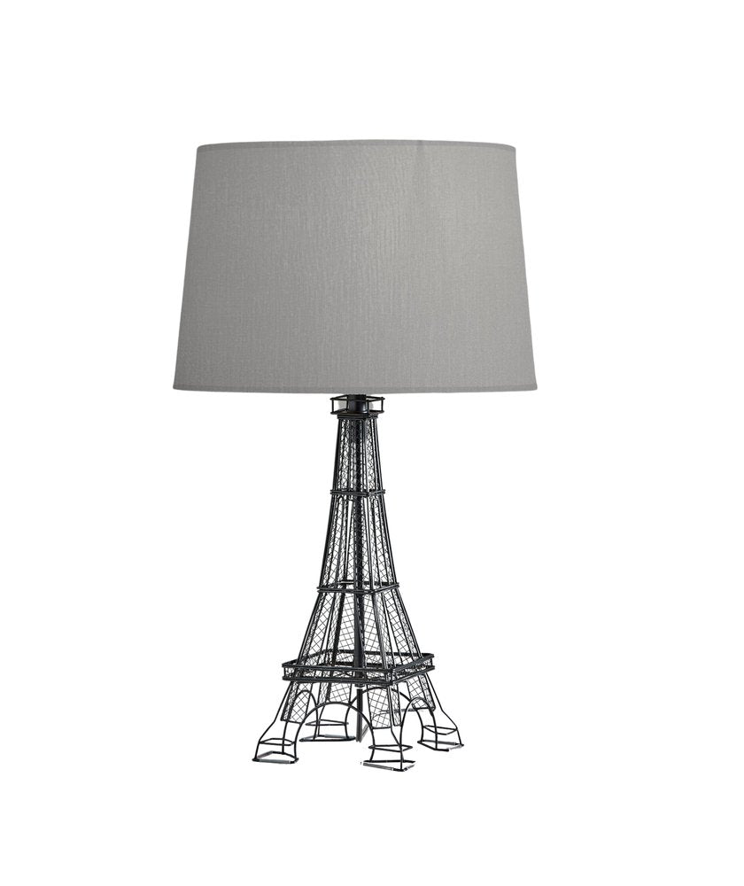25" Black Acrylic Paris Desk Table Lamp With Gray Drum Shade HomeRoots