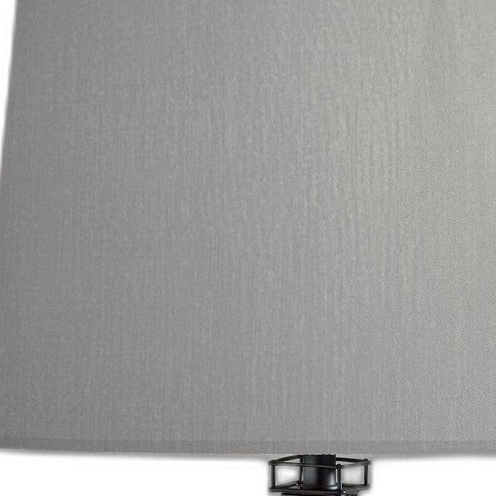 25" Black Acrylic Paris Desk Table Lamp With Gray Drum Shade HomeRoots