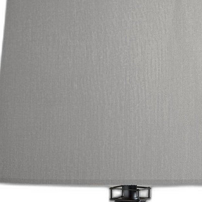 25" Black Acrylic Paris Desk Table Lamp With Gray Drum Shade HomeRoots