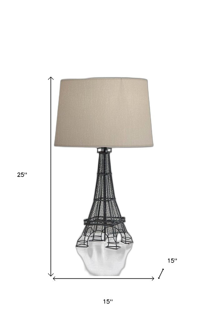 25" Black Acrylic Paris Desk Table Lamp With White Drum Shade — view 6