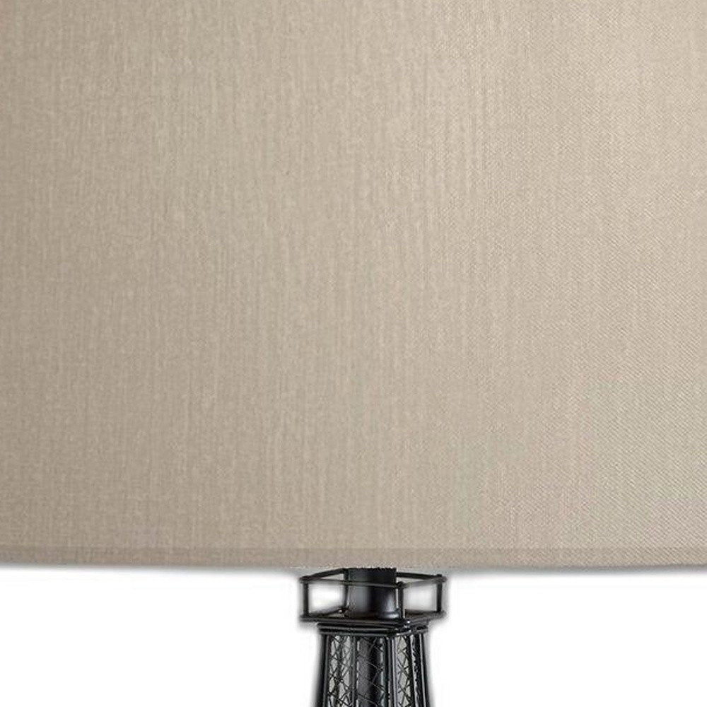 25" Black Acrylic Paris Desk Table Lamp With White Drum Shade — view 2
