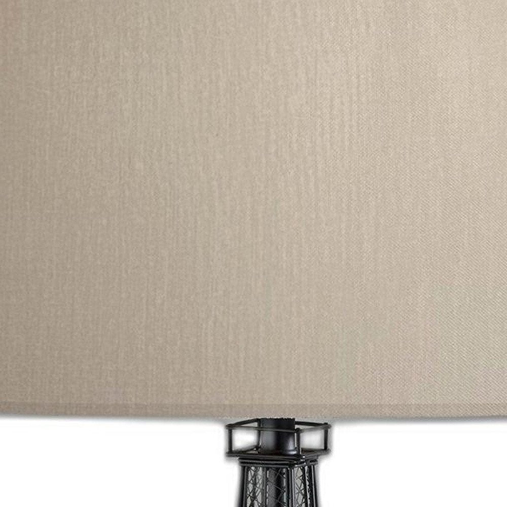 25" Black Acrylic Paris Desk Table Lamp With White Drum Shade HomeRoots