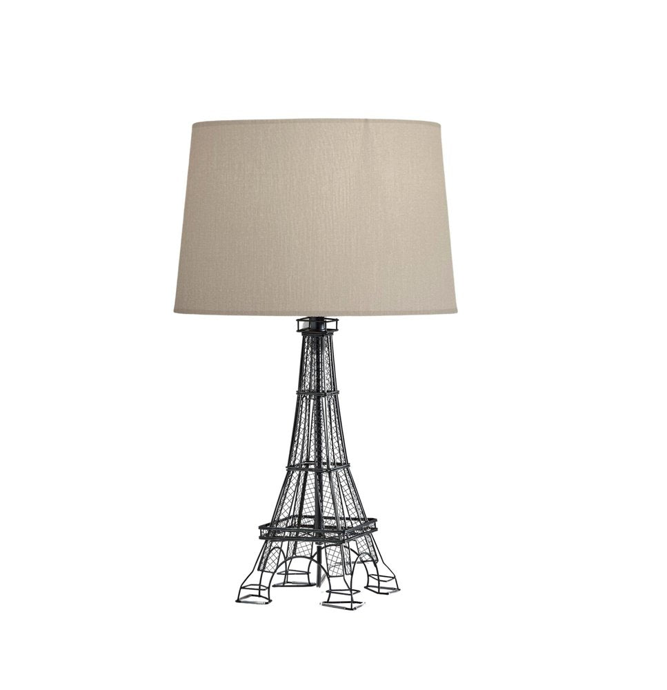 25" Black Acrylic Paris Desk Table Lamp With White Drum Shade — view 3