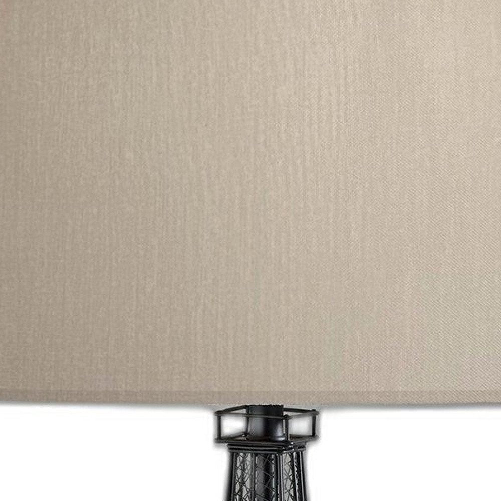 25" Black Acrylic Paris Desk Table Lamp With White Drum Shade — view 5