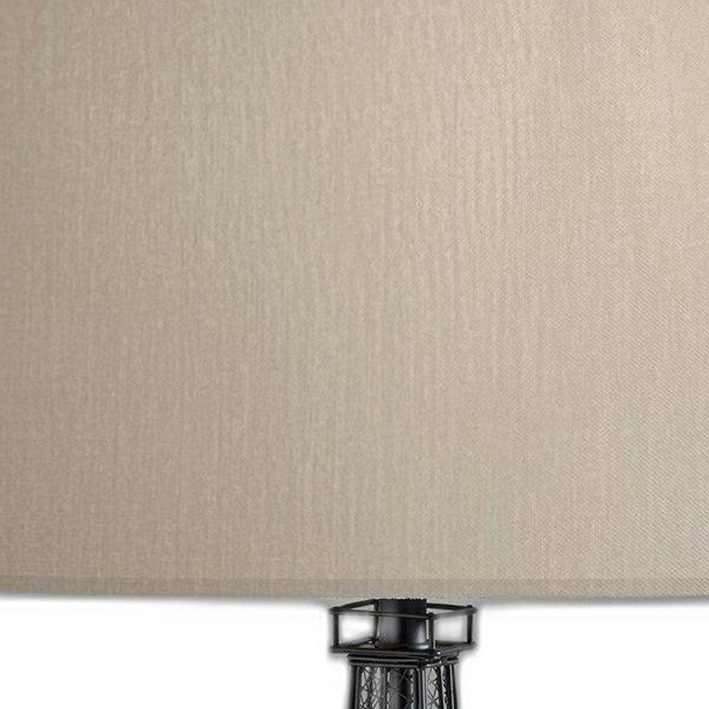 25" Black Acrylic Paris Desk Table Lamp With White Drum Shade — view 7