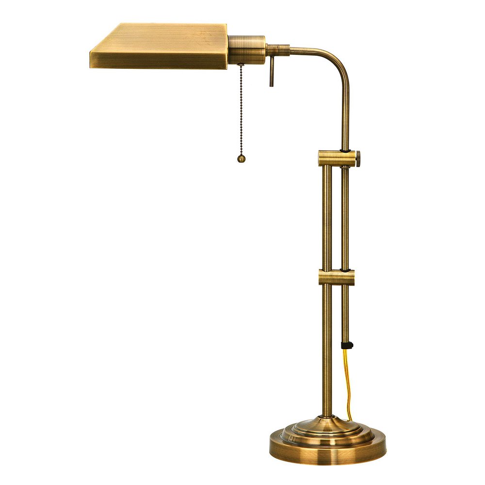 26" Bronze Metal Adjustable Table Lamp With Antiqued Brass Rectangular Shade — view 1