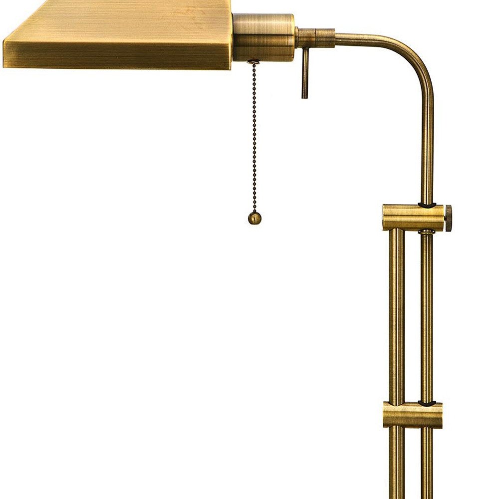 26" Bronze Metal Adjustable Table Lamp With Antiqued Brass Rectangular Shade — view 4
