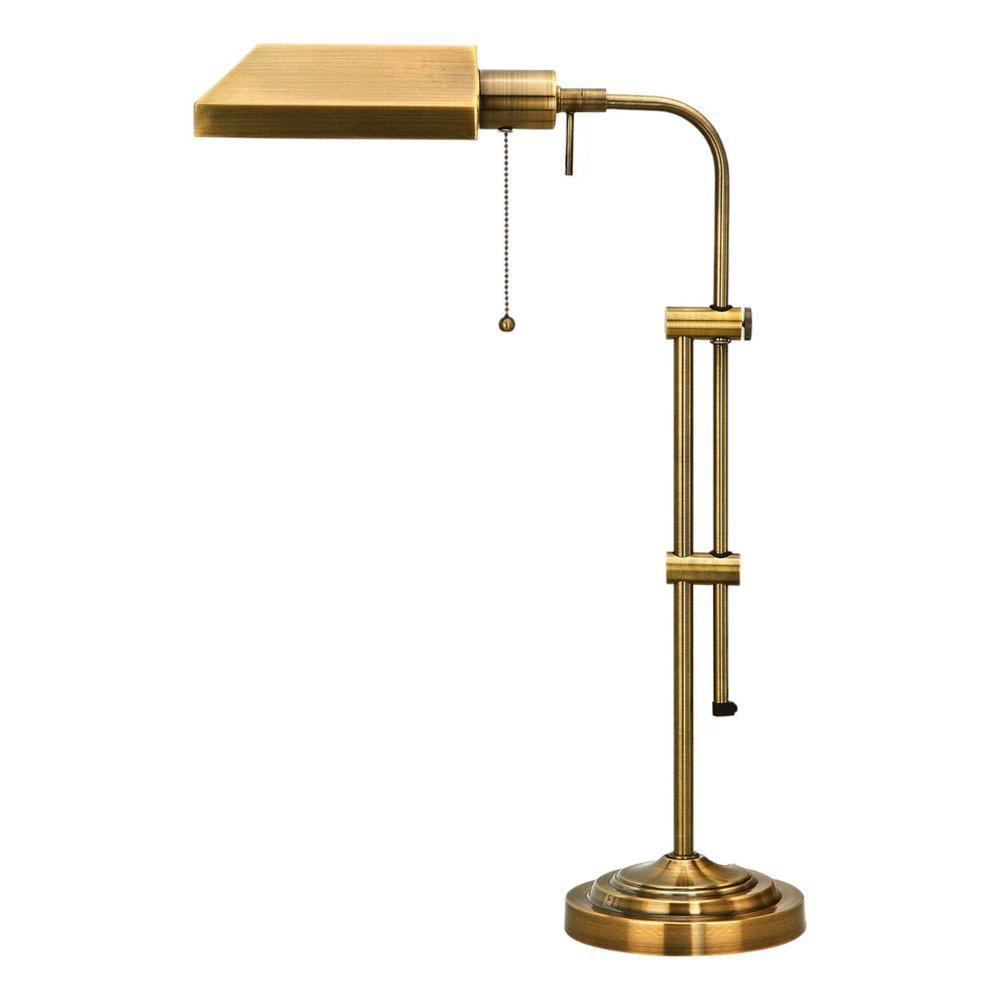 26" Bronze Metal Adjustable Table Lamp With Antiqued Brass Rectangular Shade — view 5