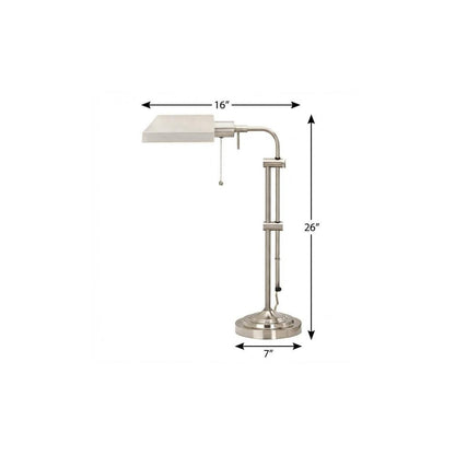 26" Nickel Metal Adjustable Table Lamp With Nickel Rectangular Shade HomeRoots