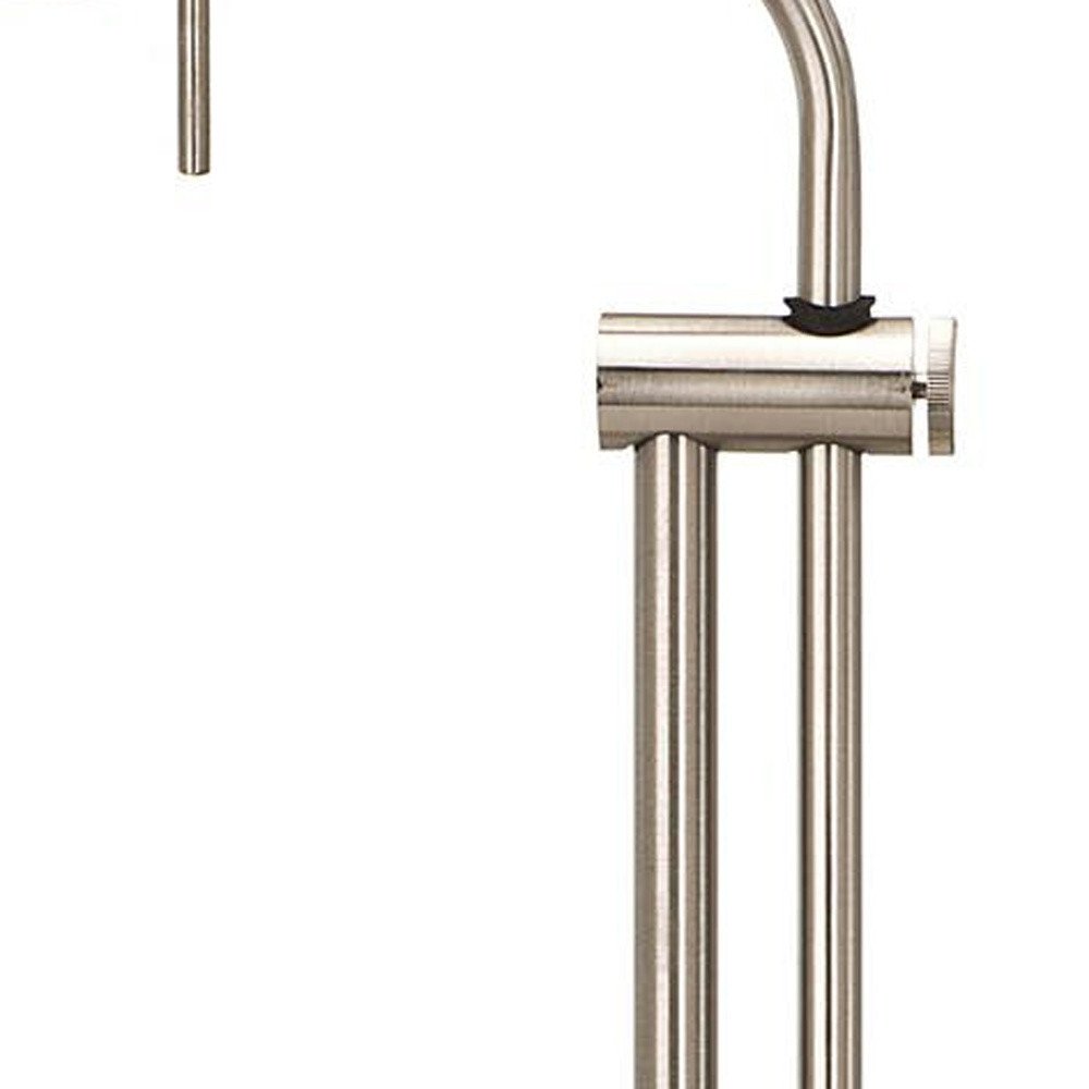 26" Nickel Metal Adjustable Table Lamp With Nickel Rectangular Shade HomeRoots