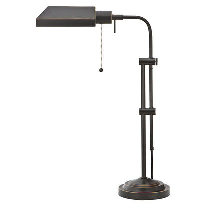 26" Bronze Metal Adjustable Table Lamp With Bronze Rectangular Shade