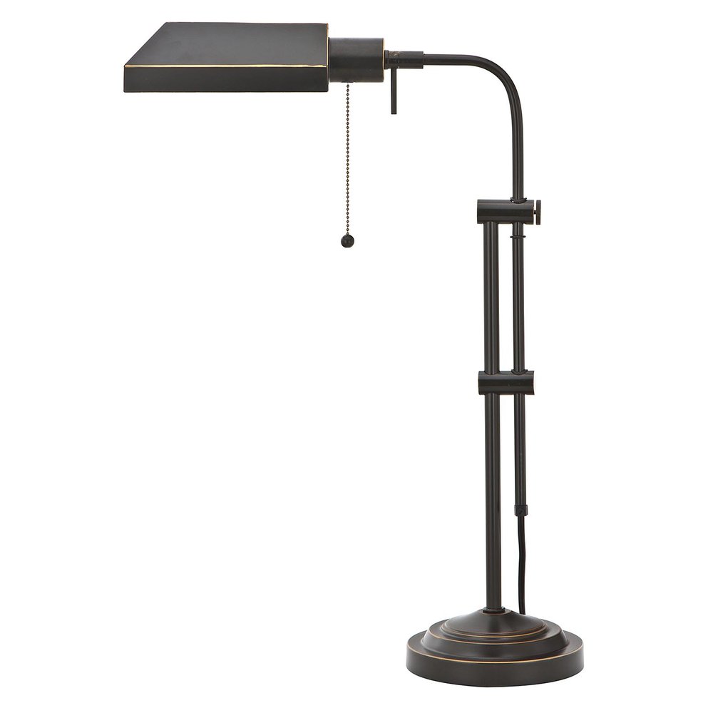 26" Bronze Metal Adjustable Table Lamp With Bronze Rectangular Shade — view 1