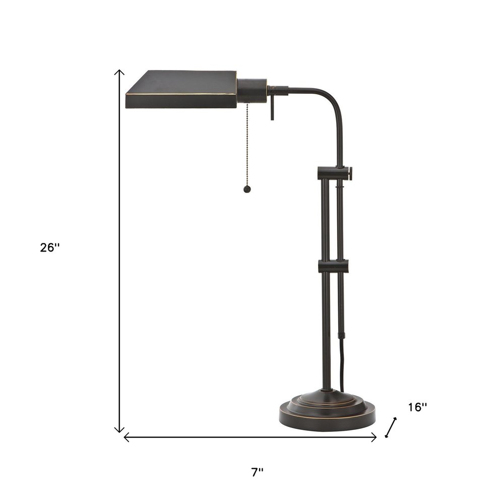 26" Bronze Metal Adjustable Table Lamp With Bronze Rectangular Shade — view 2