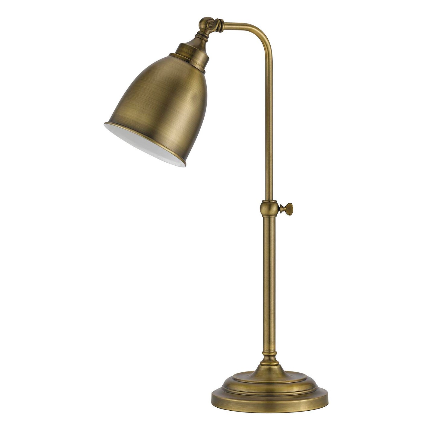 25" Bronze Metal Adjustable Table Lamp With Antiqued Brass Dome Shade