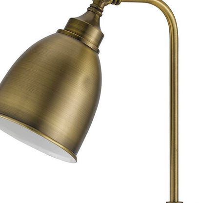 25" Bronze Metal Adjustable Table Lamp With Antiqued Brass Dome Shade